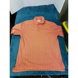 Tehama Mens Orange Short Sleeve Polo Shirt Size Large 100% Pima Cotton